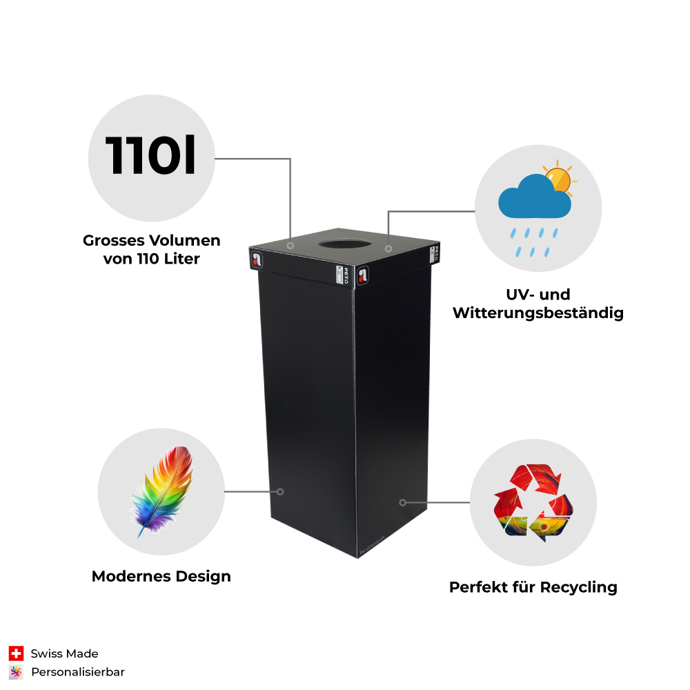 ein moderner sammelbehälter für PET