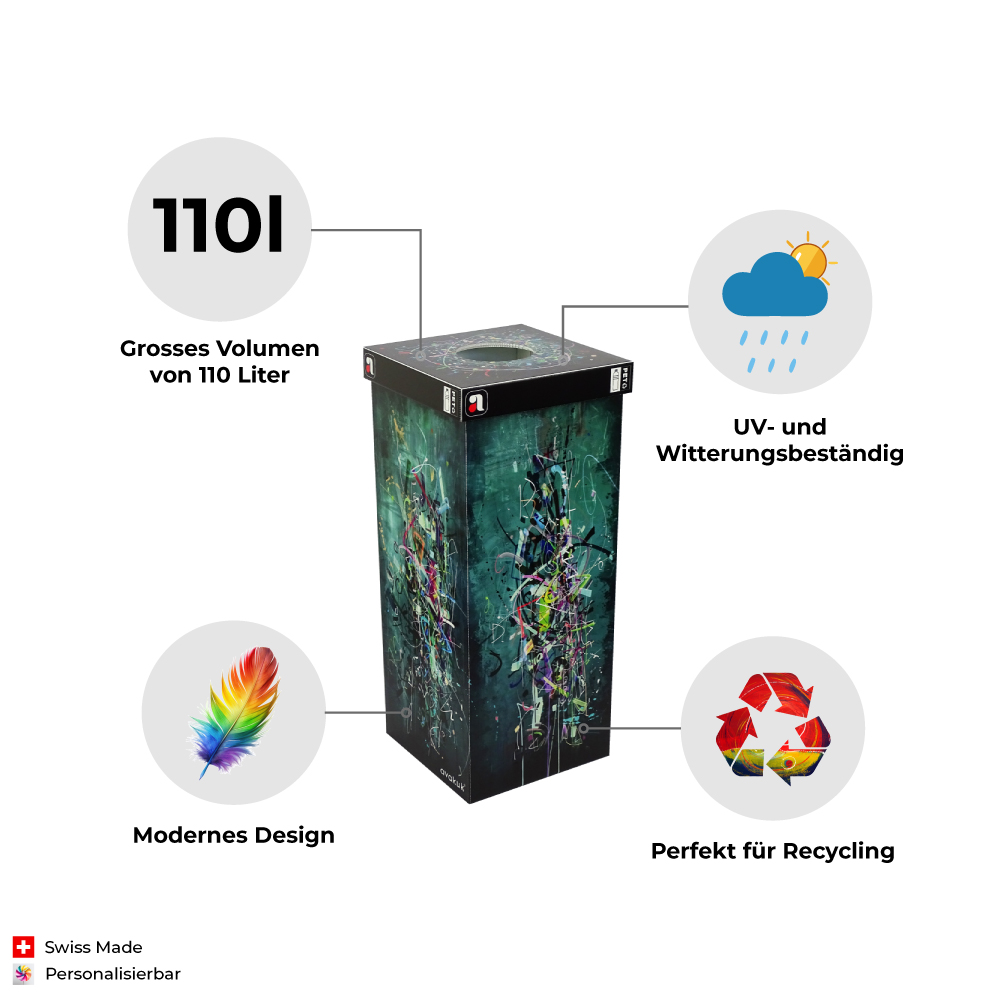 ein moderner sammelbehälter für PET