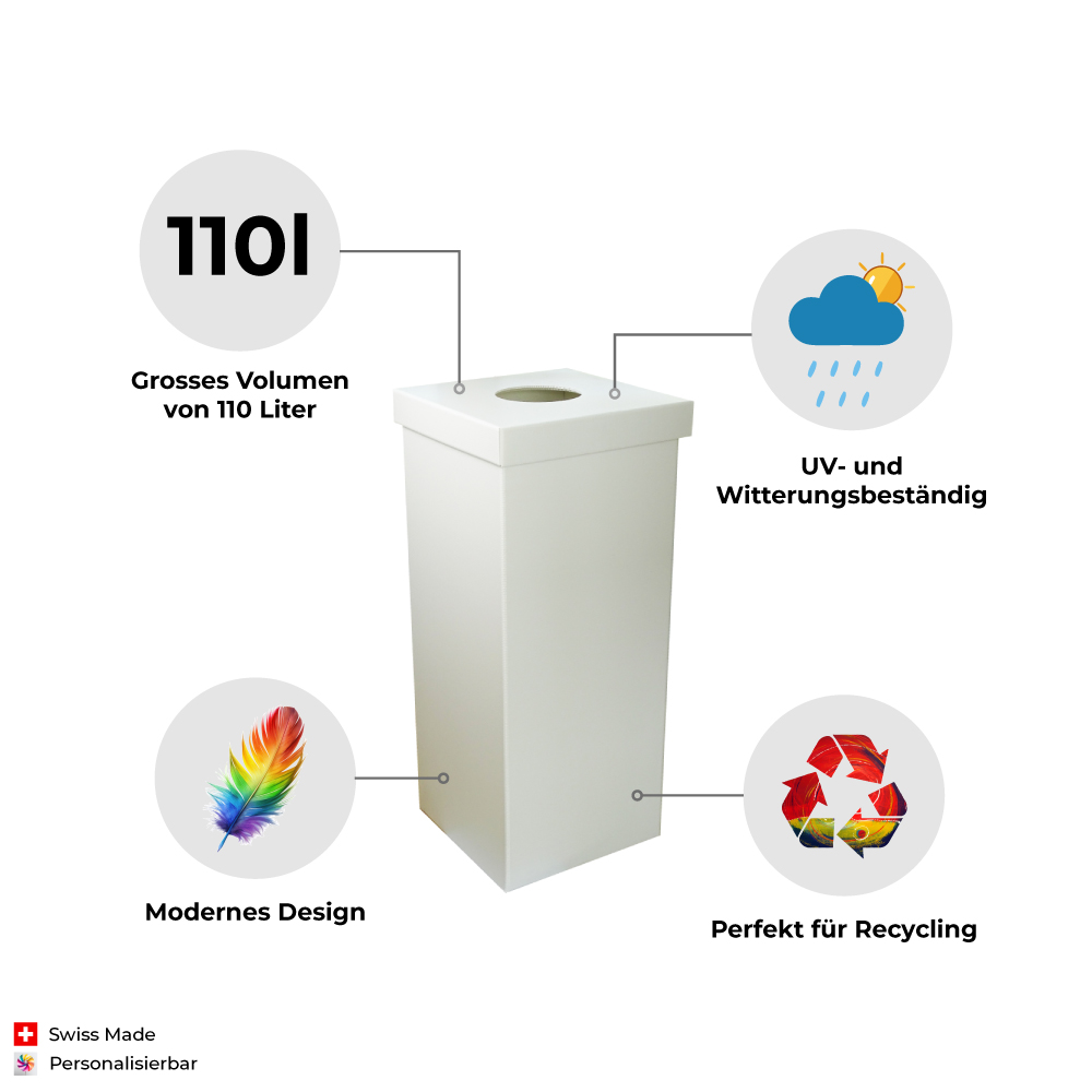 ein moderner sammelbehälter für PET papier aluminium und mehr